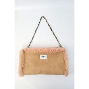 UGG Australia Tan Pink Suede Sherpa Muff Purse